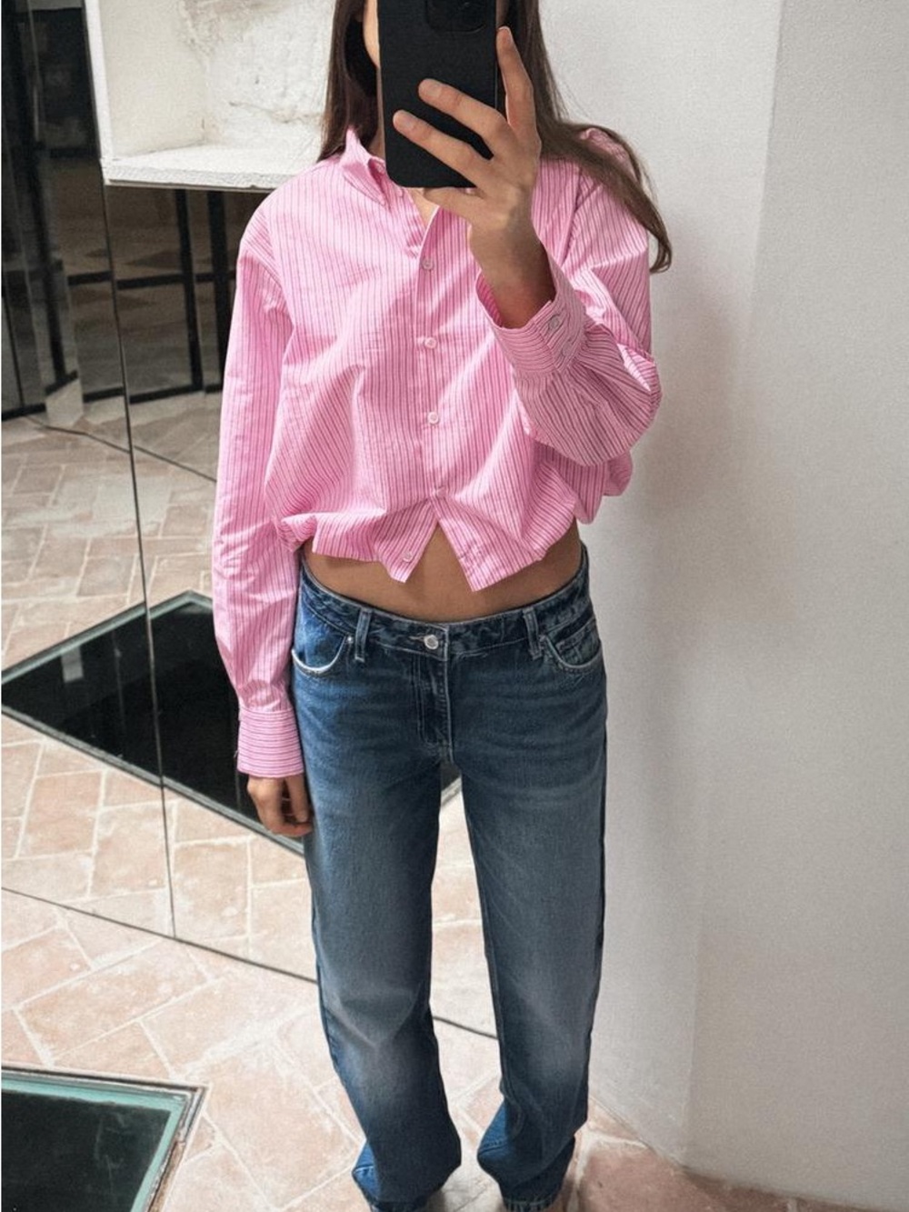 Zara Striped Balloon poplin shirt